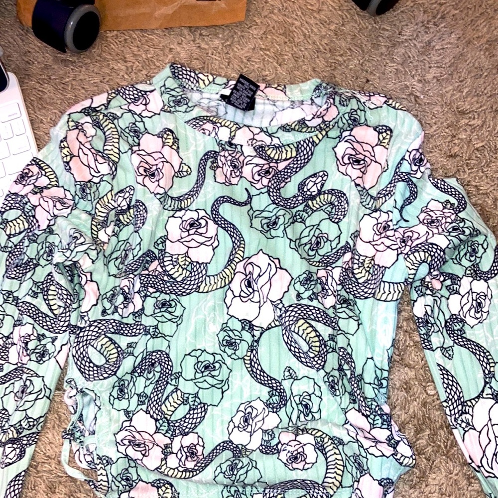 Light mint green viper shirt with lace up sides